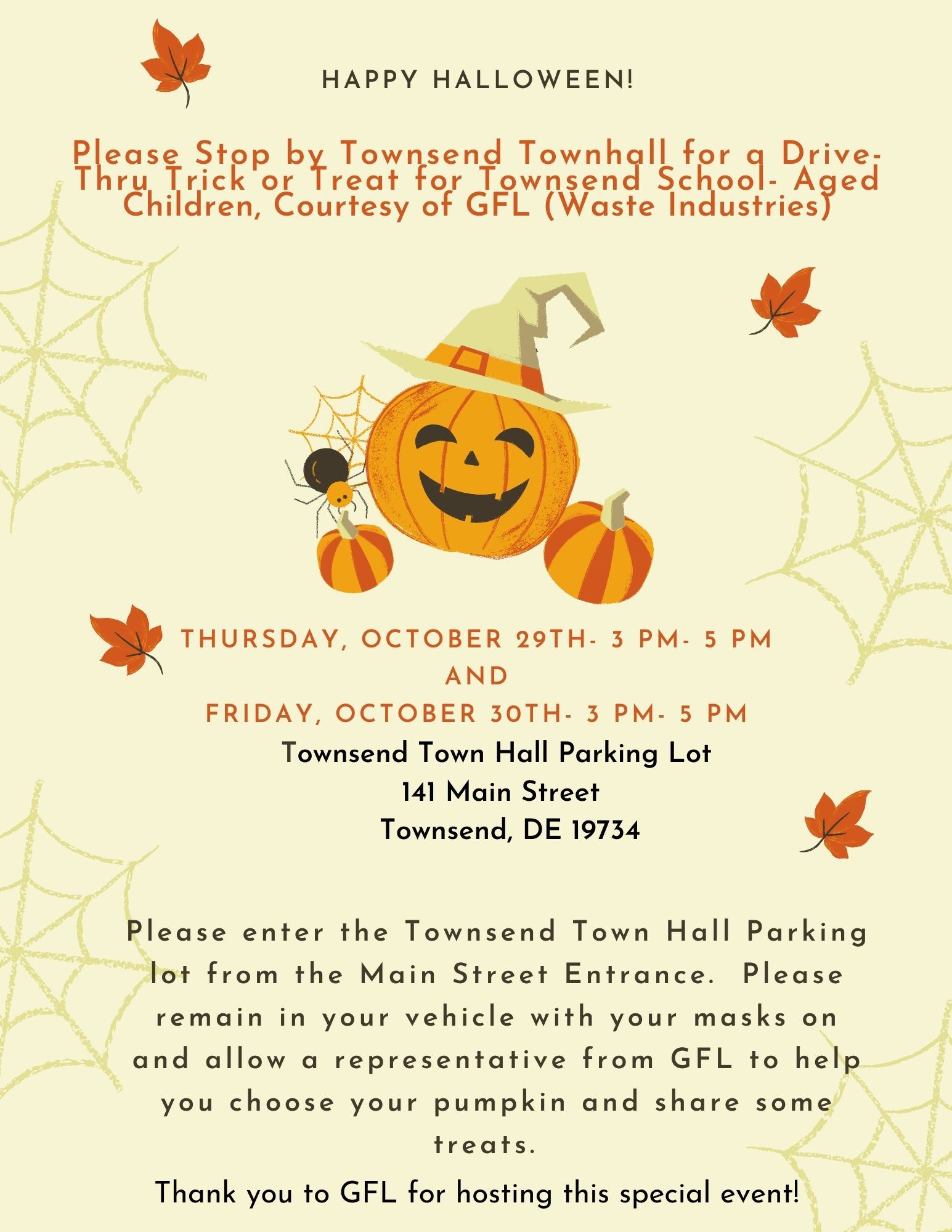 Drive Through Trick or Treat - Town of Townsend