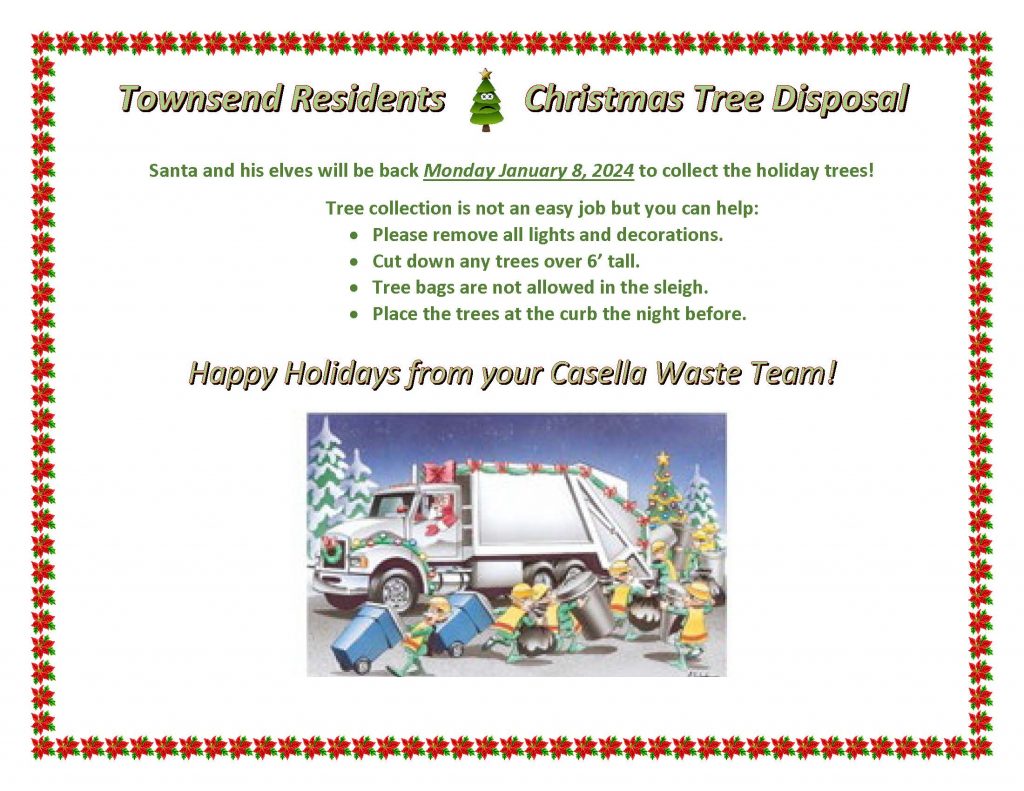 REMINDER Casella to Collect Christmas Trees for Disposal Monday