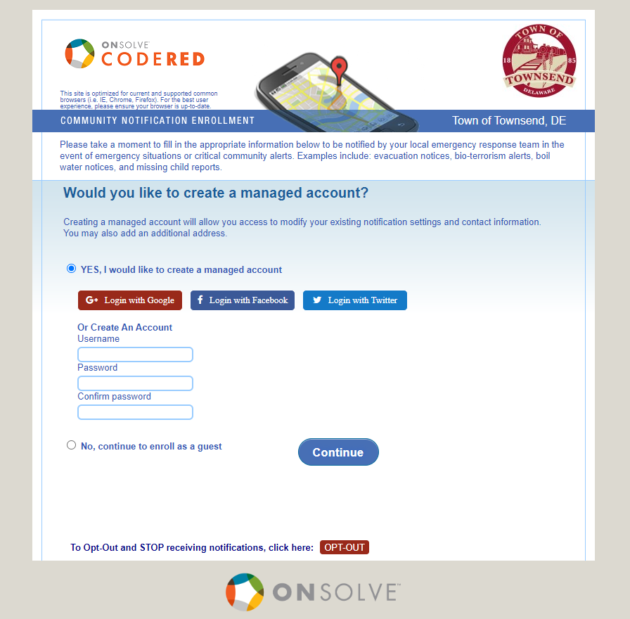 CodeRED Signup Page